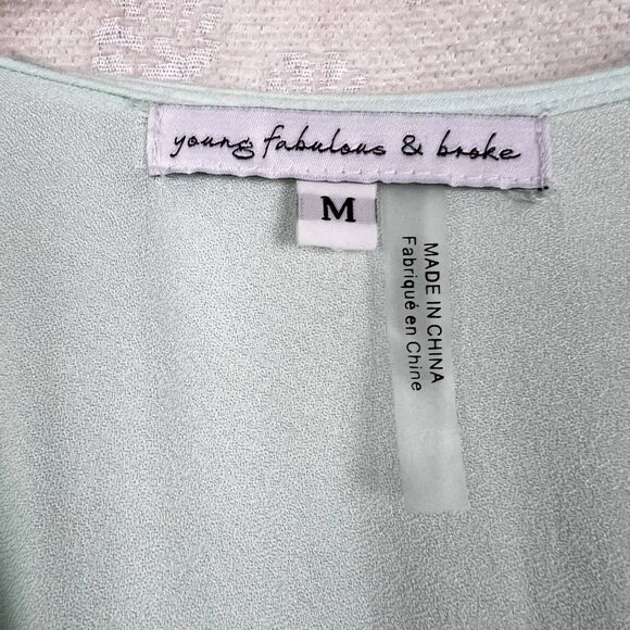 Young Fabulous & Broke Ocean Ombre midi dress asymmetrical ruffle faux wrap M - Picture 8 of 10